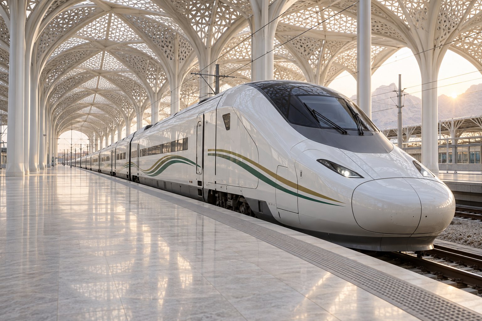 Kereta api laju Haramain di platform stesen